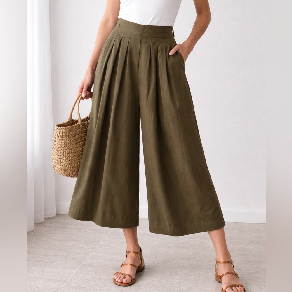 Vintage Olive Green pull on pants gaucho union tag indie boho festival sz 12